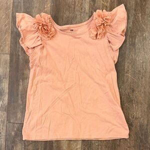 H&M Blush Ruffle Sleeve Top